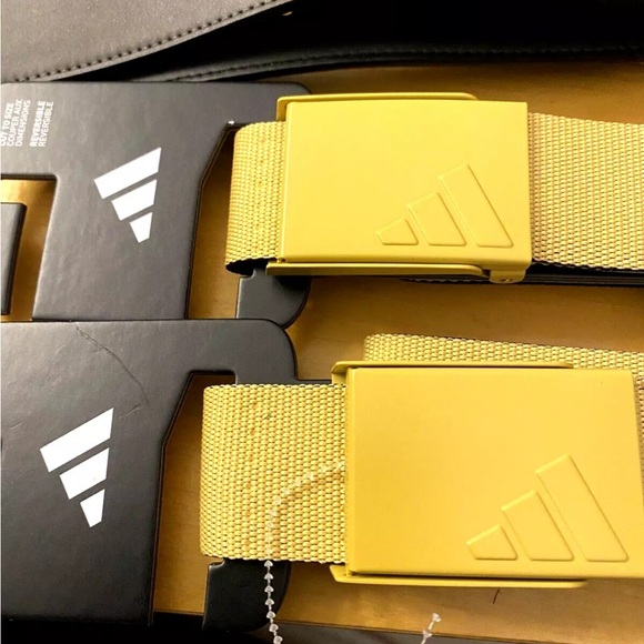 ADIDAS GOLF Reversible Webbing Belt OAT (GOLD) / BLACK OSFM NWT RARE COLOR - Picture 5 of 6